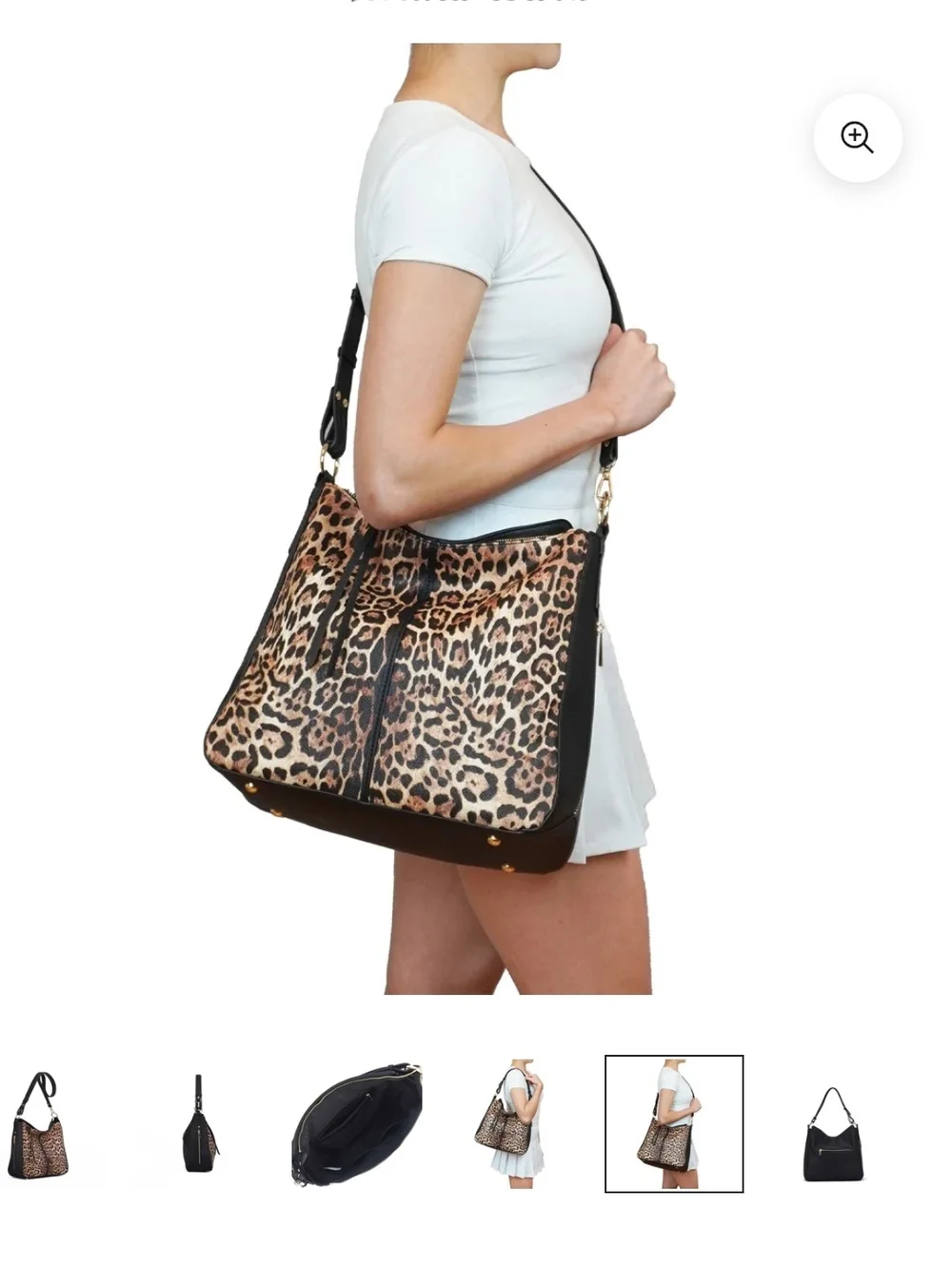 NWOT Maya Leopard Print Black & White Hobo Bag
